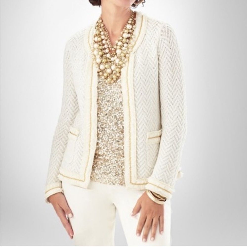 Chico’s sweater Gwendolyn chain detail off white gold detail size 1 Medium